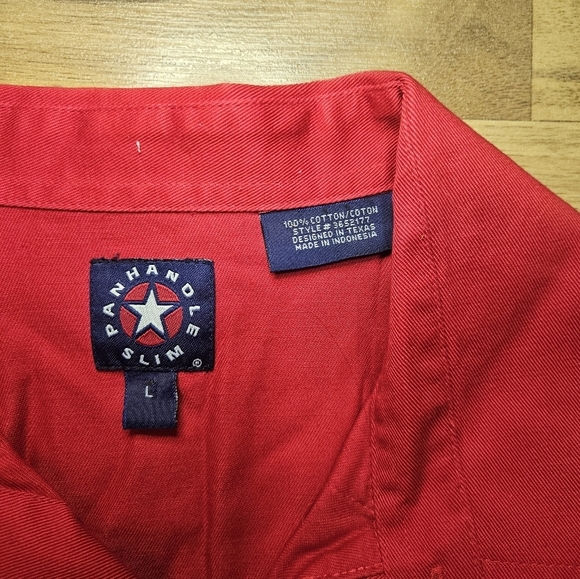 Panhandle Slim Pearl Snap Shirt Mens Large Red Solid Canvas Western Cowboy - Picture 3 of 8